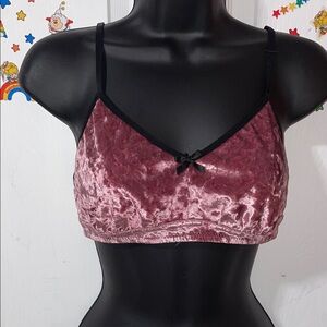 Sexy pink crushed velvet bra